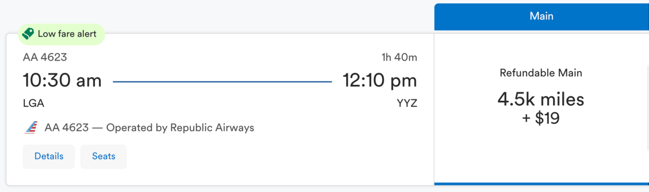 New York to Toronto for 4,500 Alaska miles