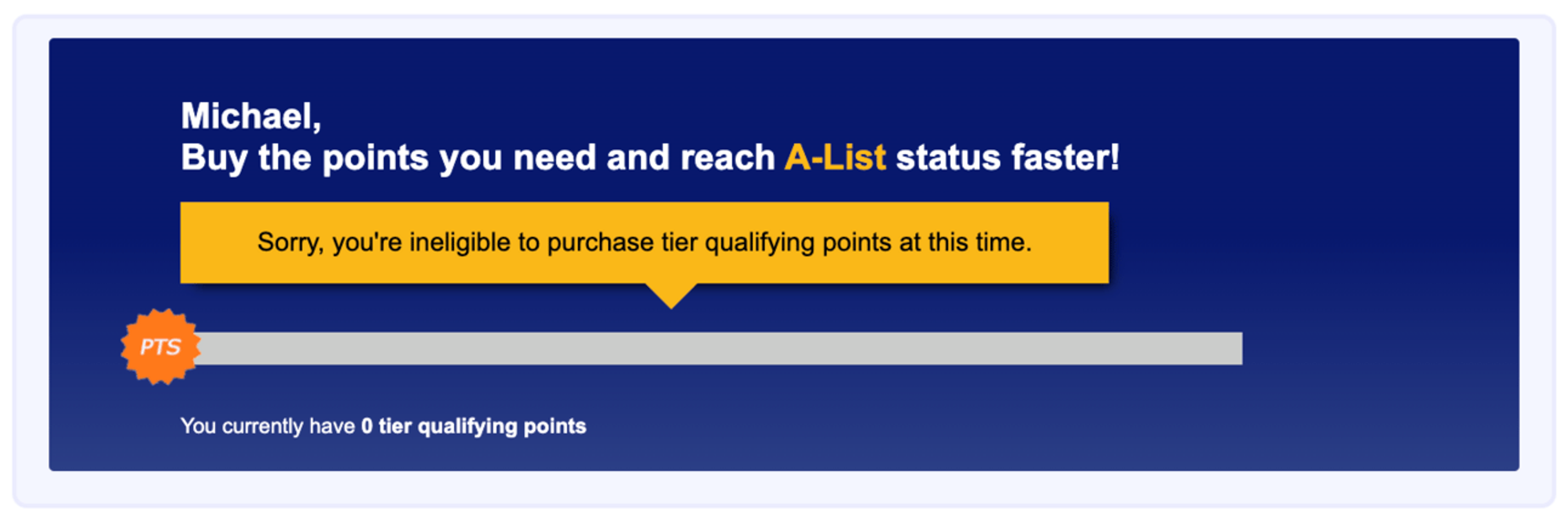 Screen indicating that I am ineligible to buy TQPs