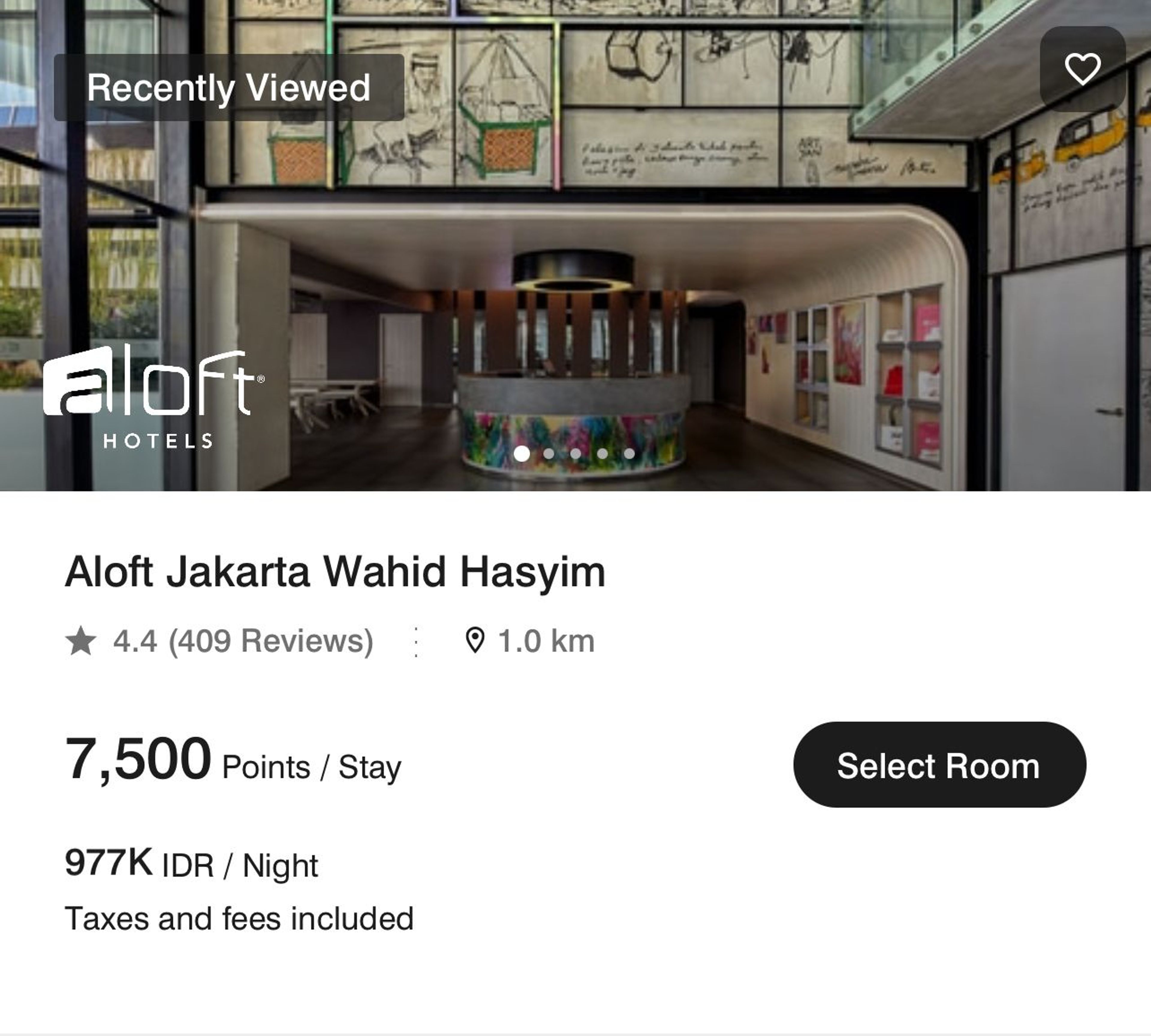 An example of a MArriott hotel for 7,500 points per nigt