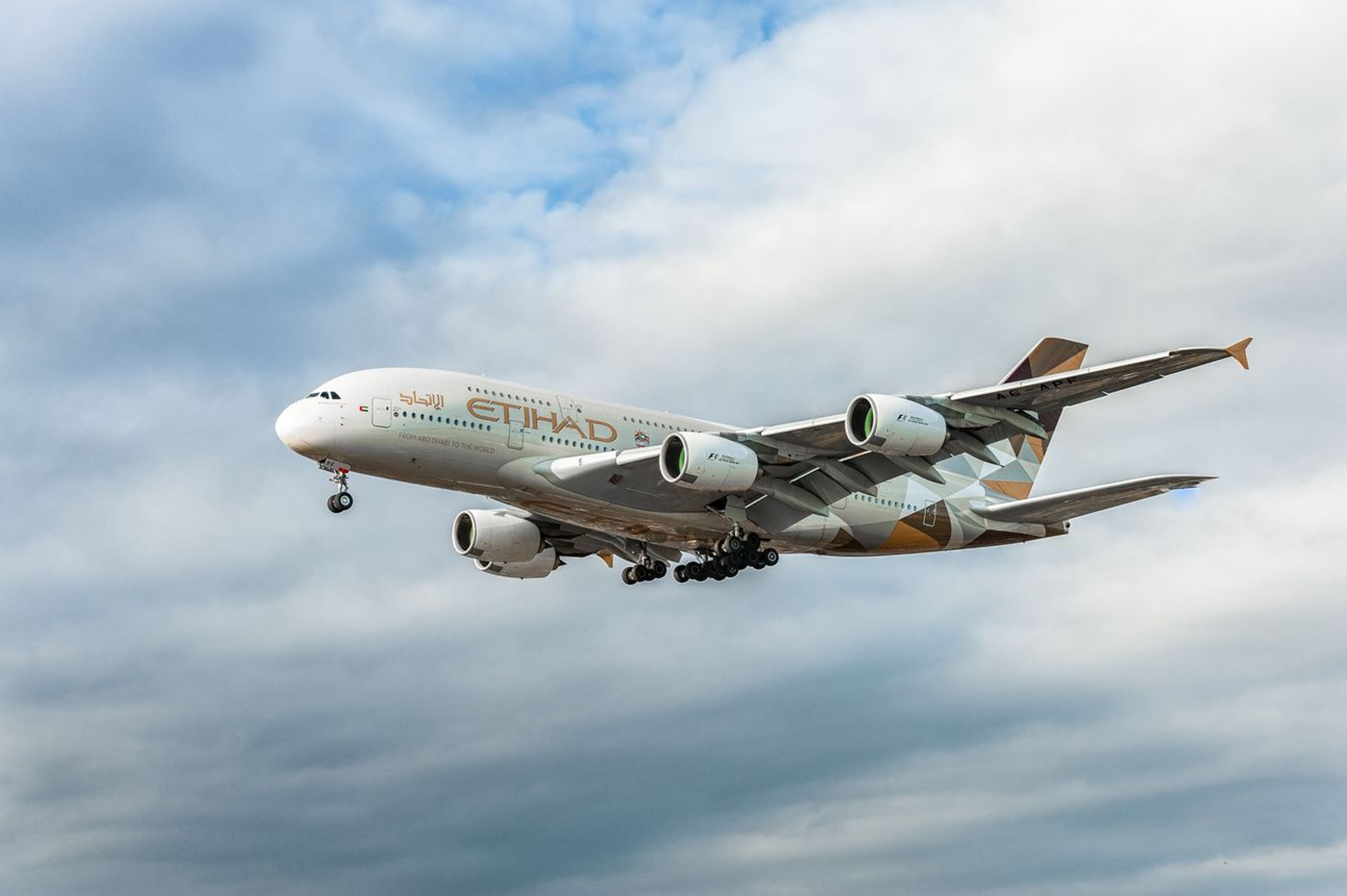 A photo of an Etihad Airbus A380
