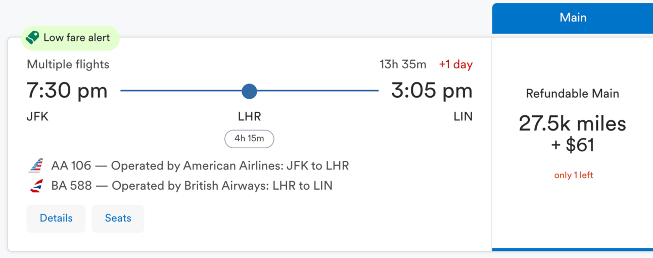 New York to Milan using Alaska miles