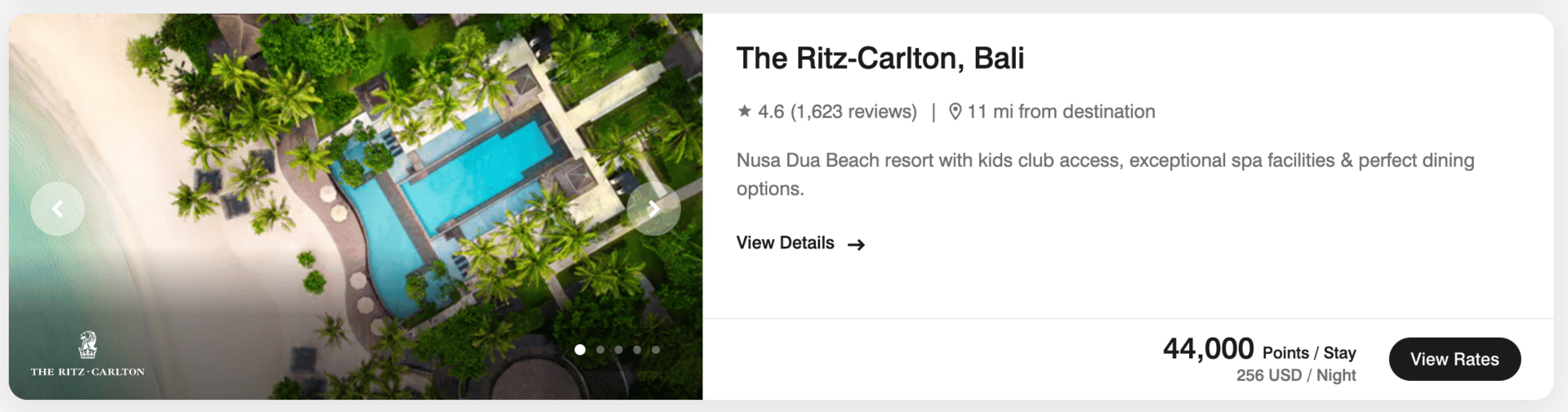 Ritz-Carlton Bali for 44,000 points