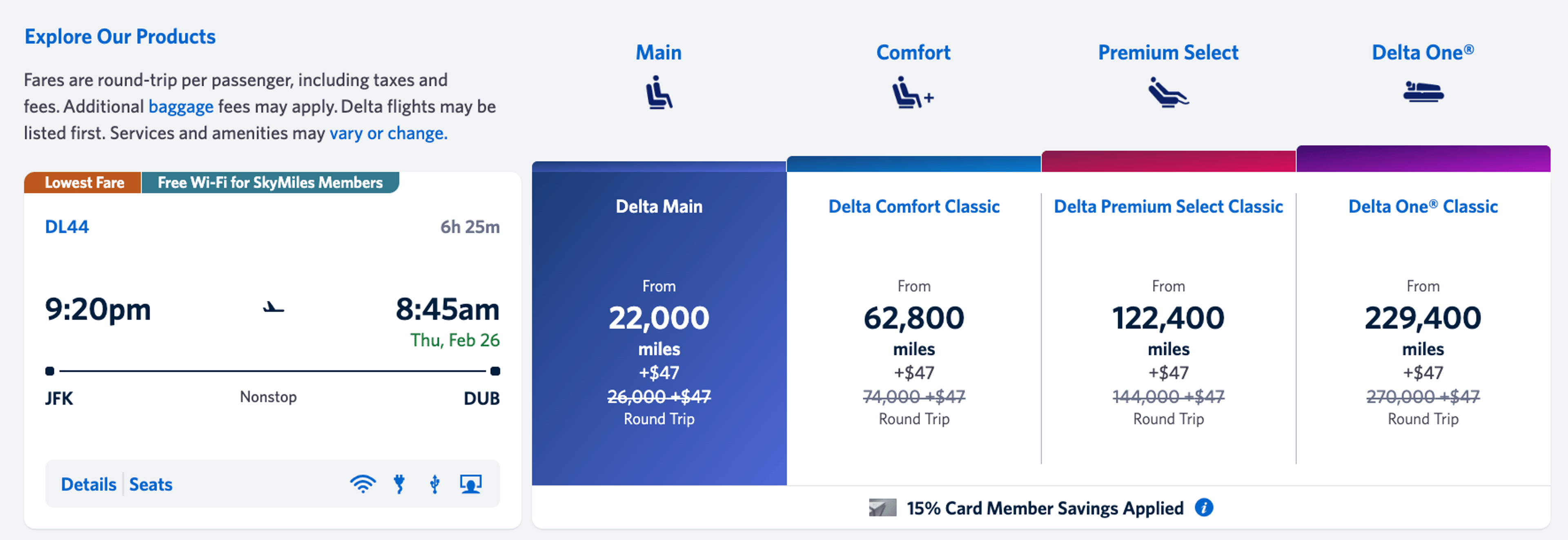 New York to Dublin for 22,000 Delta miles round trip