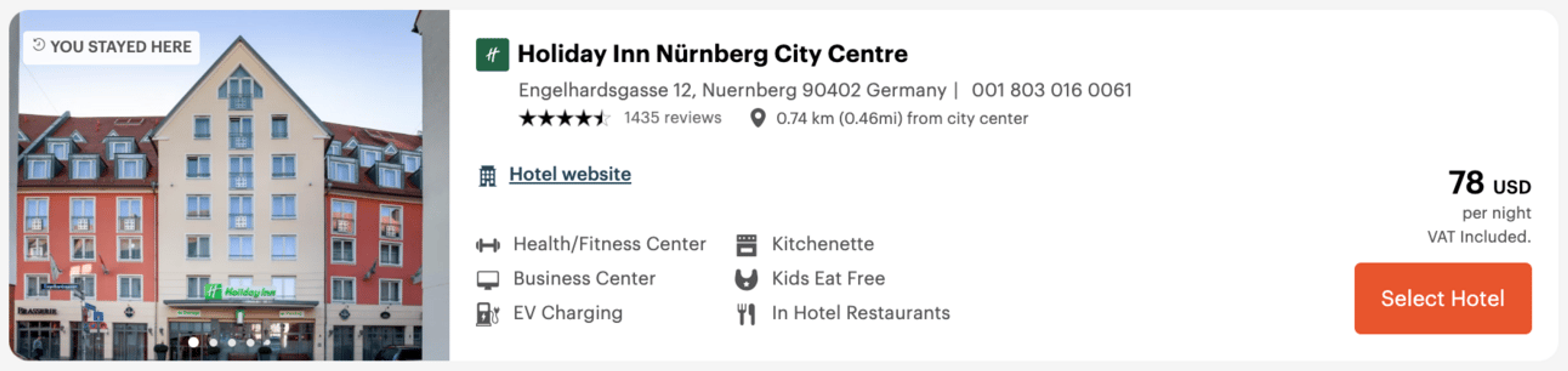 Holiday Inn Nuremburg for $78 per night