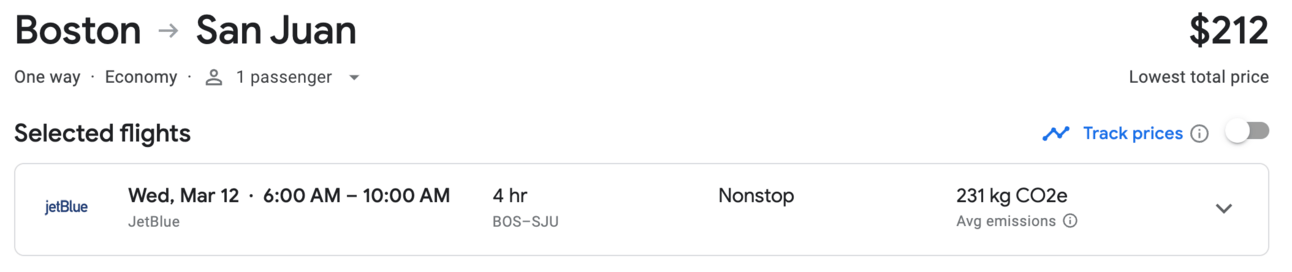 Boston to San Juan on JetBlue for $212