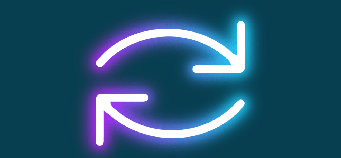 Neon arrows showing a reciprocating relationship