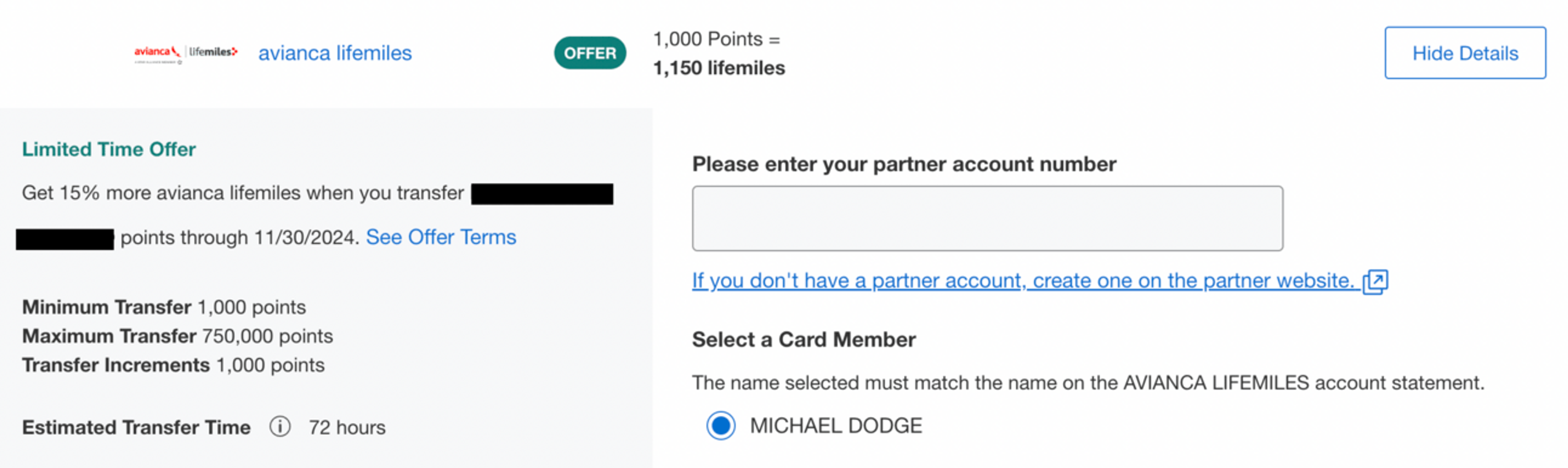 15% transfer bonus to Avianca LifeMiles