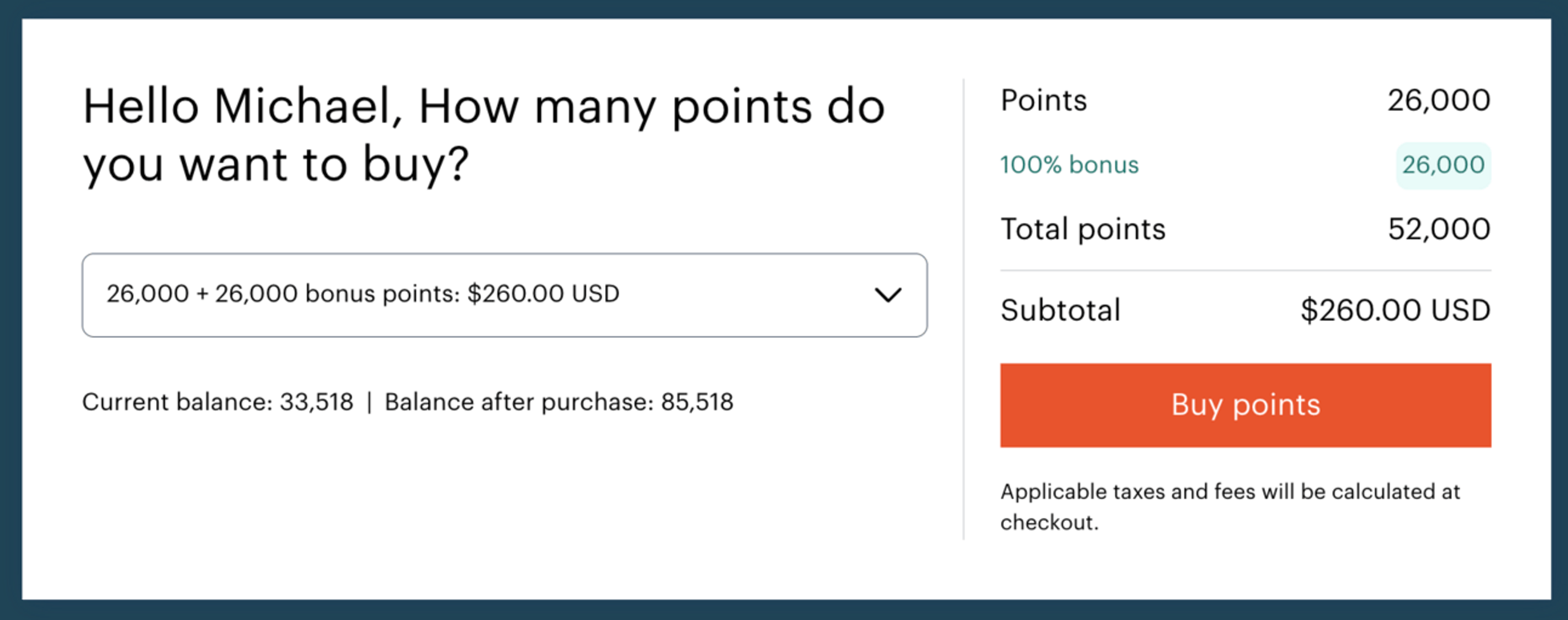 Buy 52,000 IHG points for $260