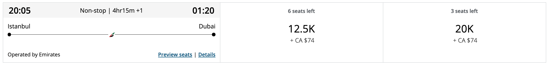 Aeroplan Emirates redemption