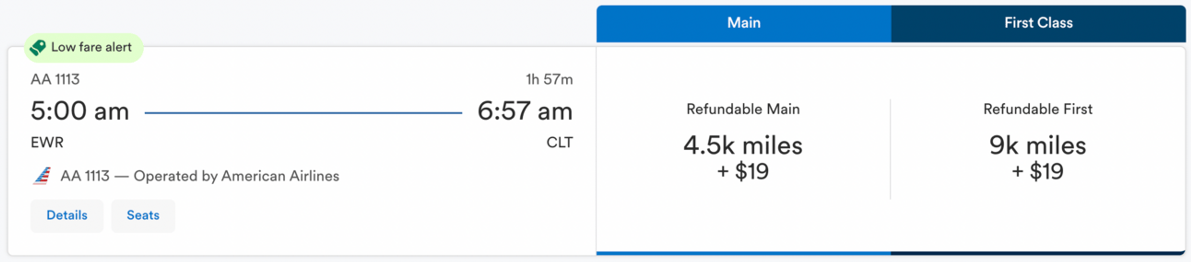 Newark to Charlotte for 4,500 miles