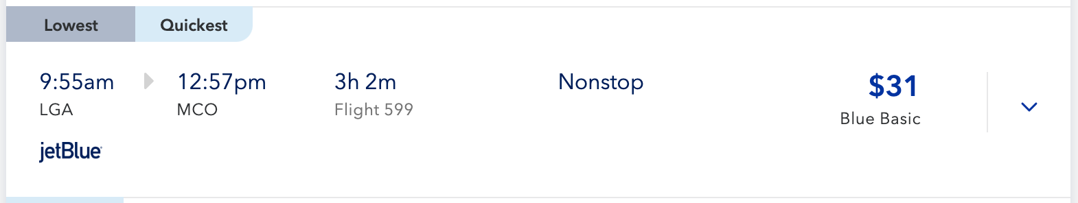 Jetblue sample booking