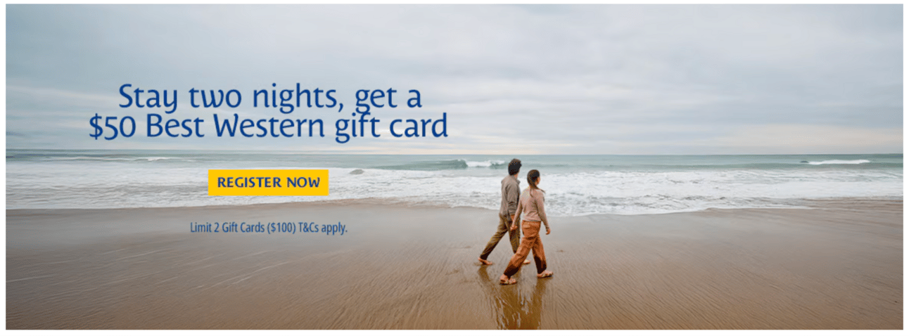Best Western's new $50 gift card promotion graphic