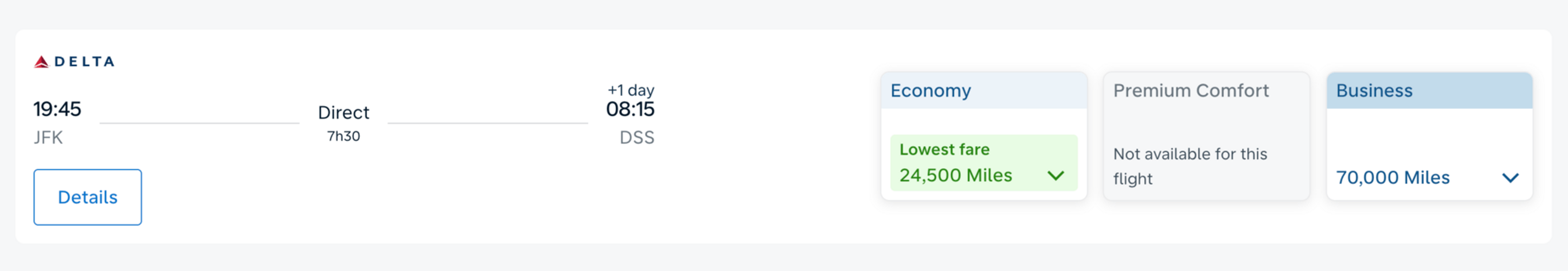 New York to Dakar (on Delta) for 70,000 Flying Blue miles