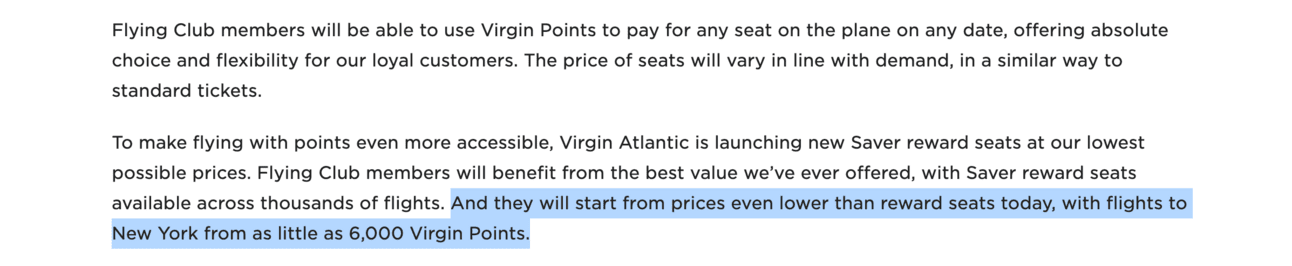 Excerpt from Virgin's press release