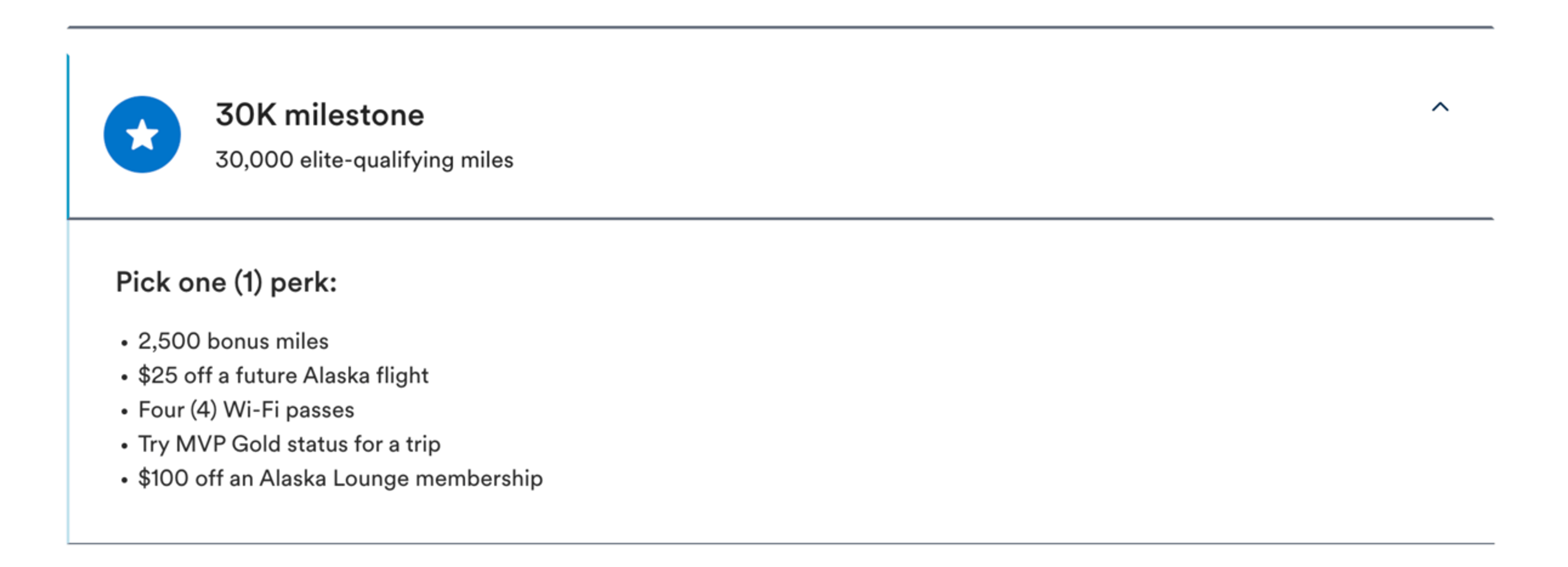 Alaska 30k milestone reward options