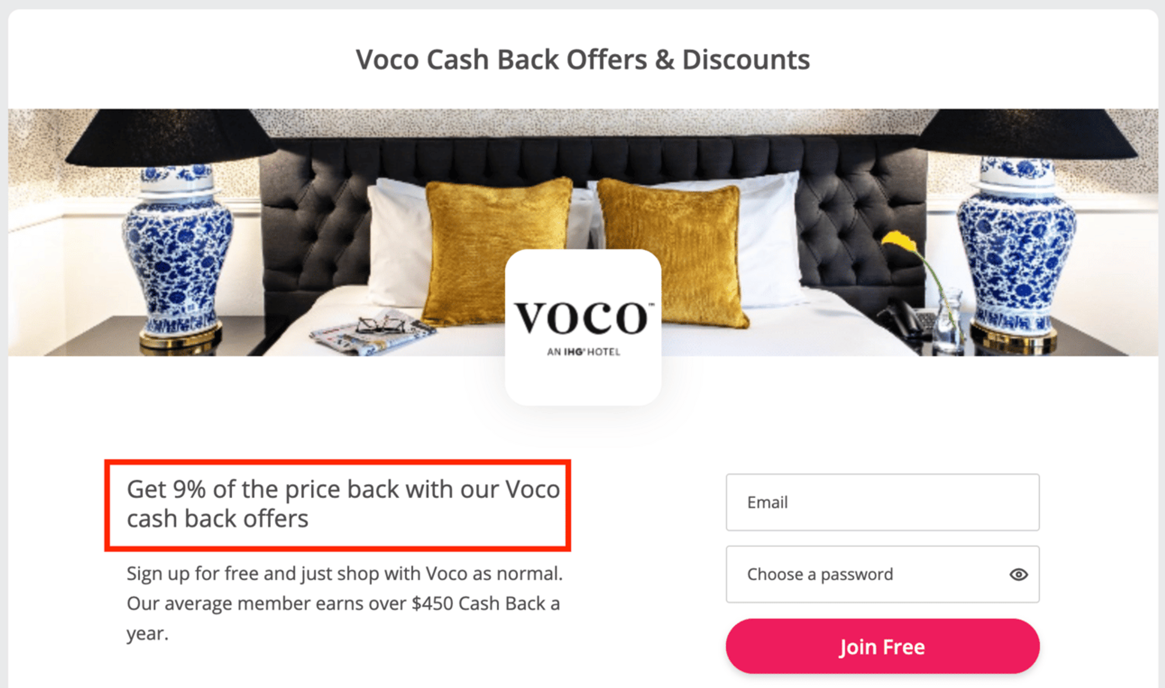 Topcashback is offering 9% back on Voco hotel stays