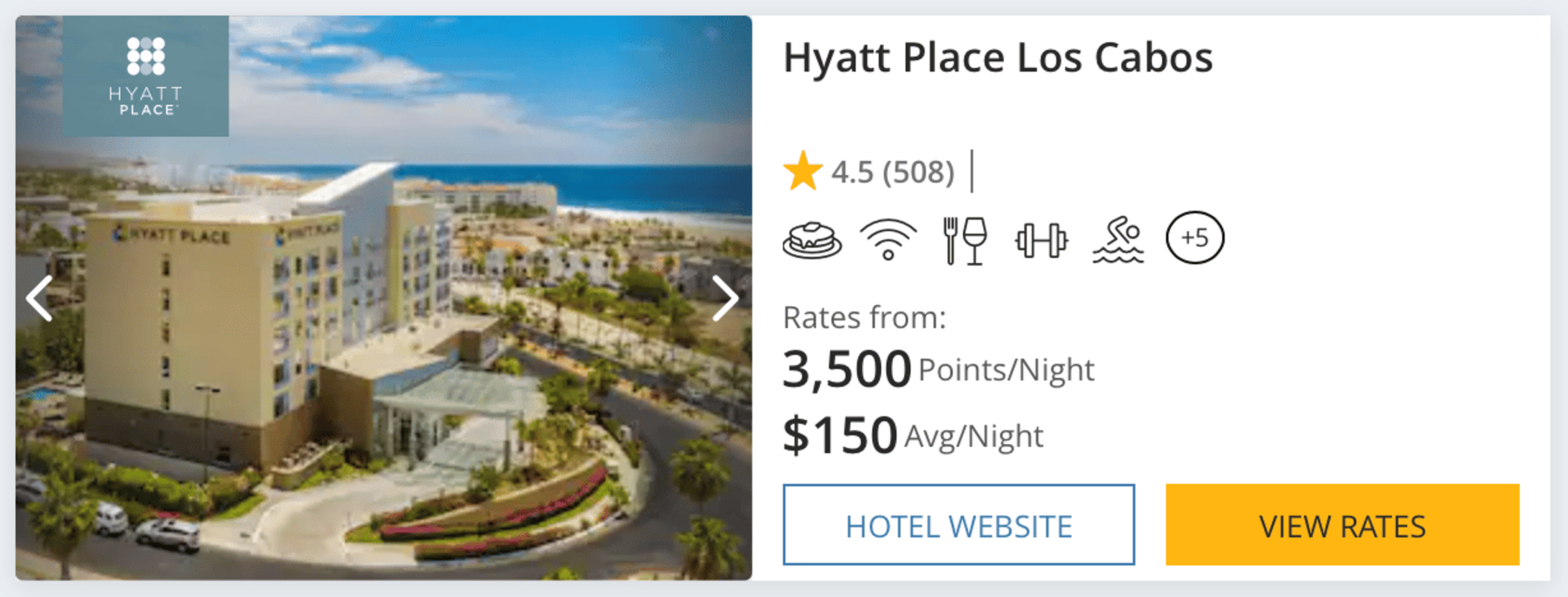 Screenshot of the Hyatt Place in Los Cabos