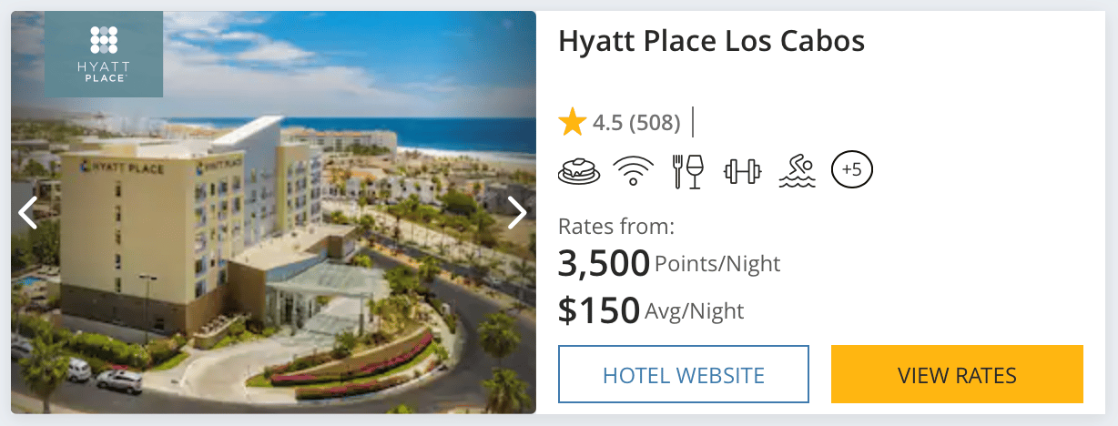 Screenshot of the Hyatt Place in Los Cabos