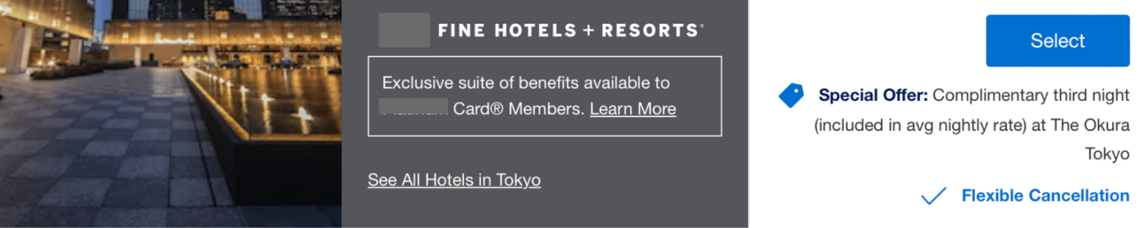 Example hotel booking using the Fine Hotels + Resorts
