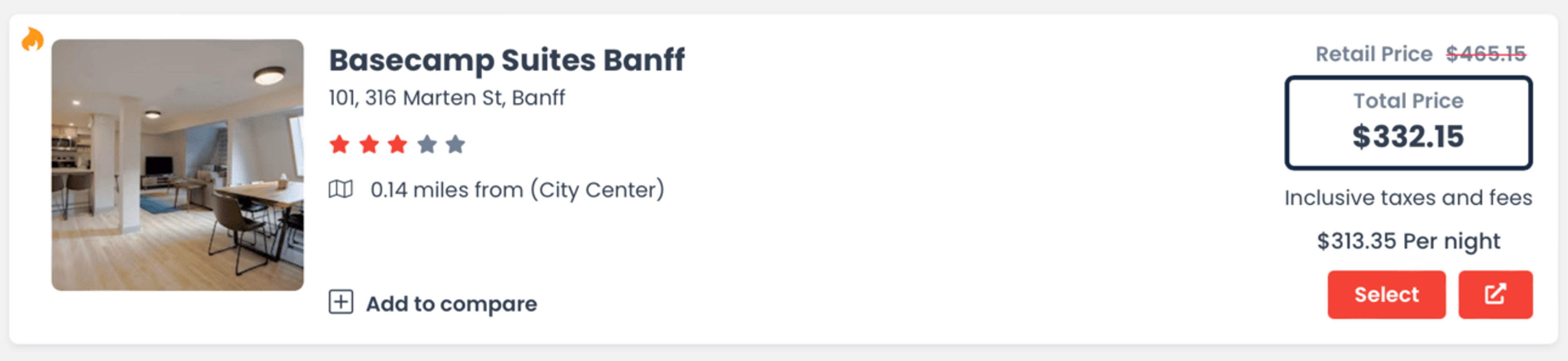 That’s $332 a night with Cherry compared to $465 retail!