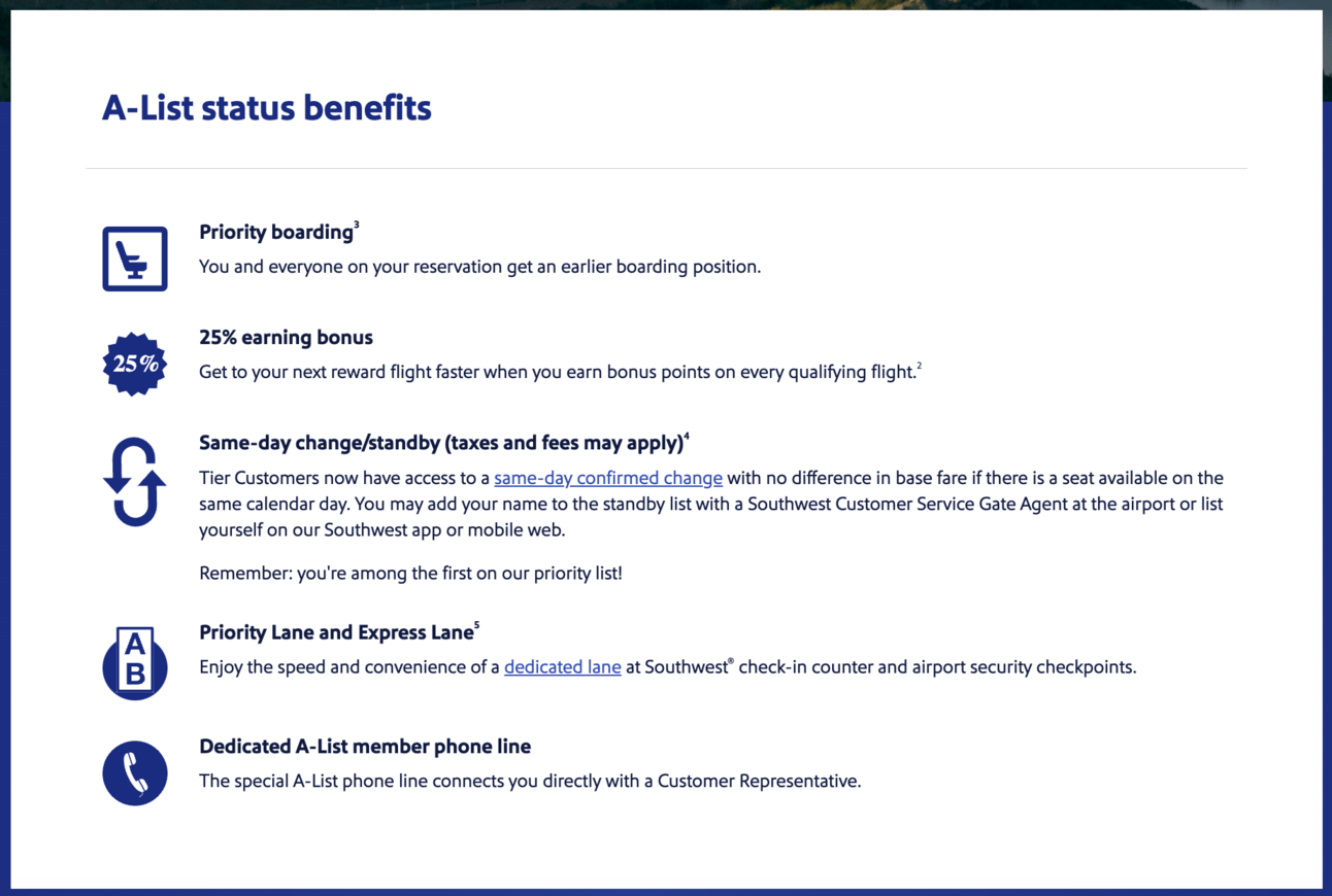 Graphic showing various A-List benefits