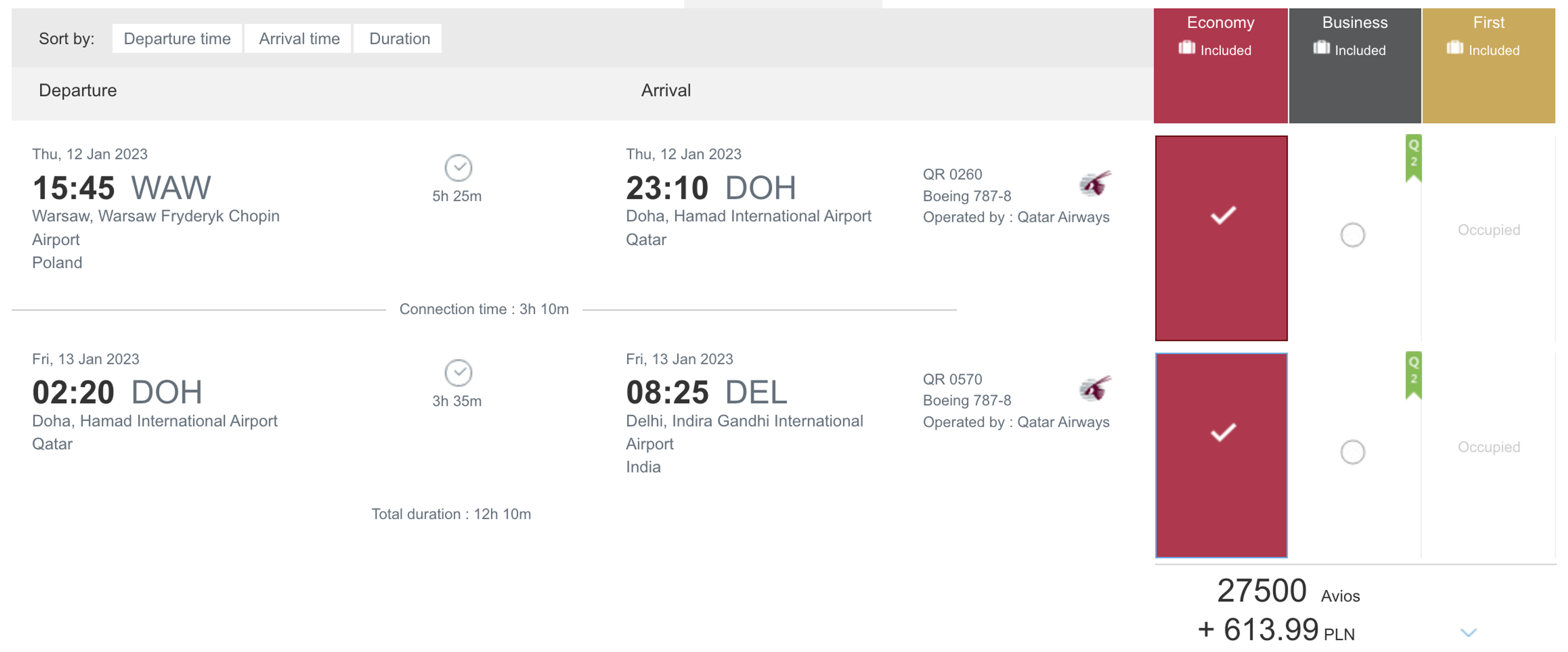 Qatar sample booking