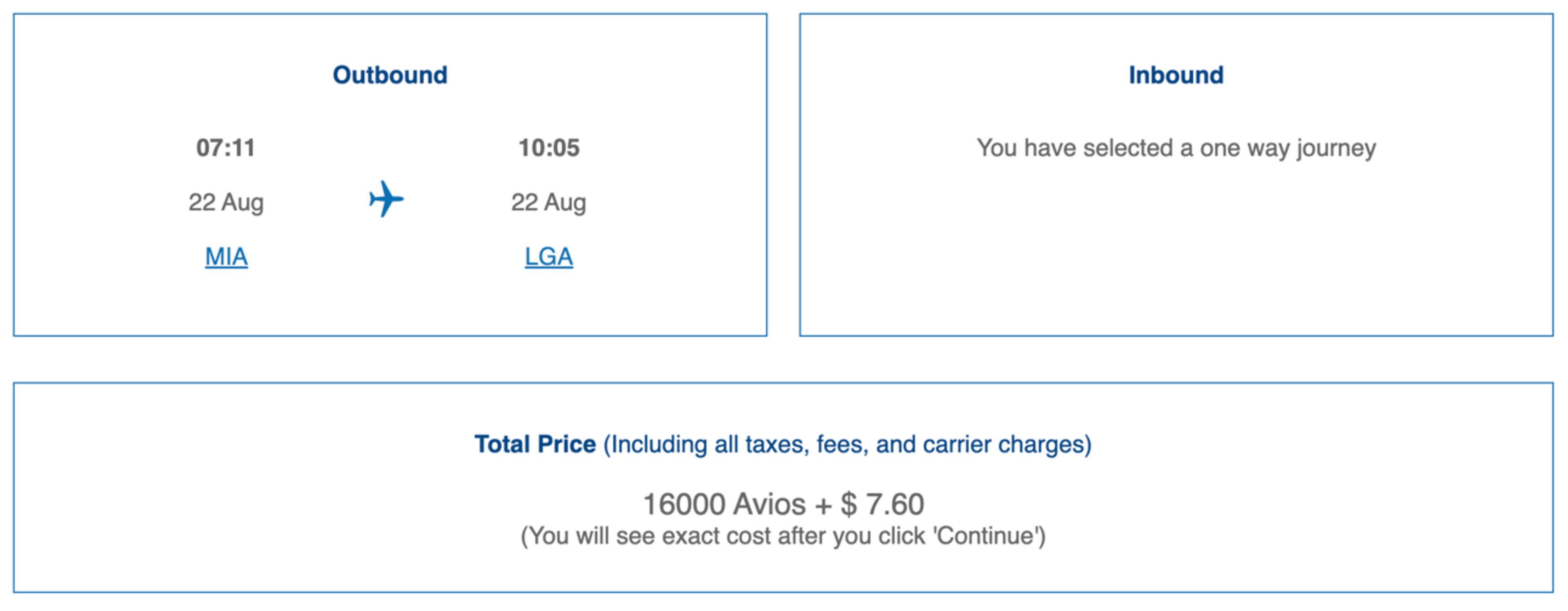 An example of an AA partner award for 16,000 Avios