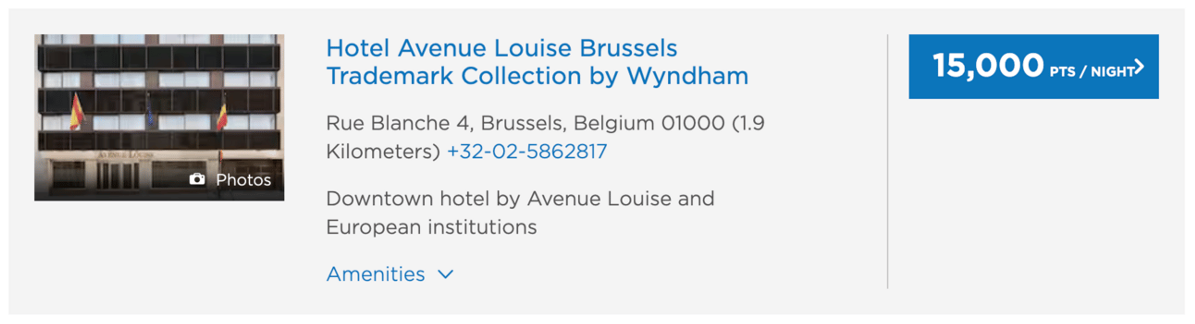 Wyndham Hotel in Brussels for 15k points