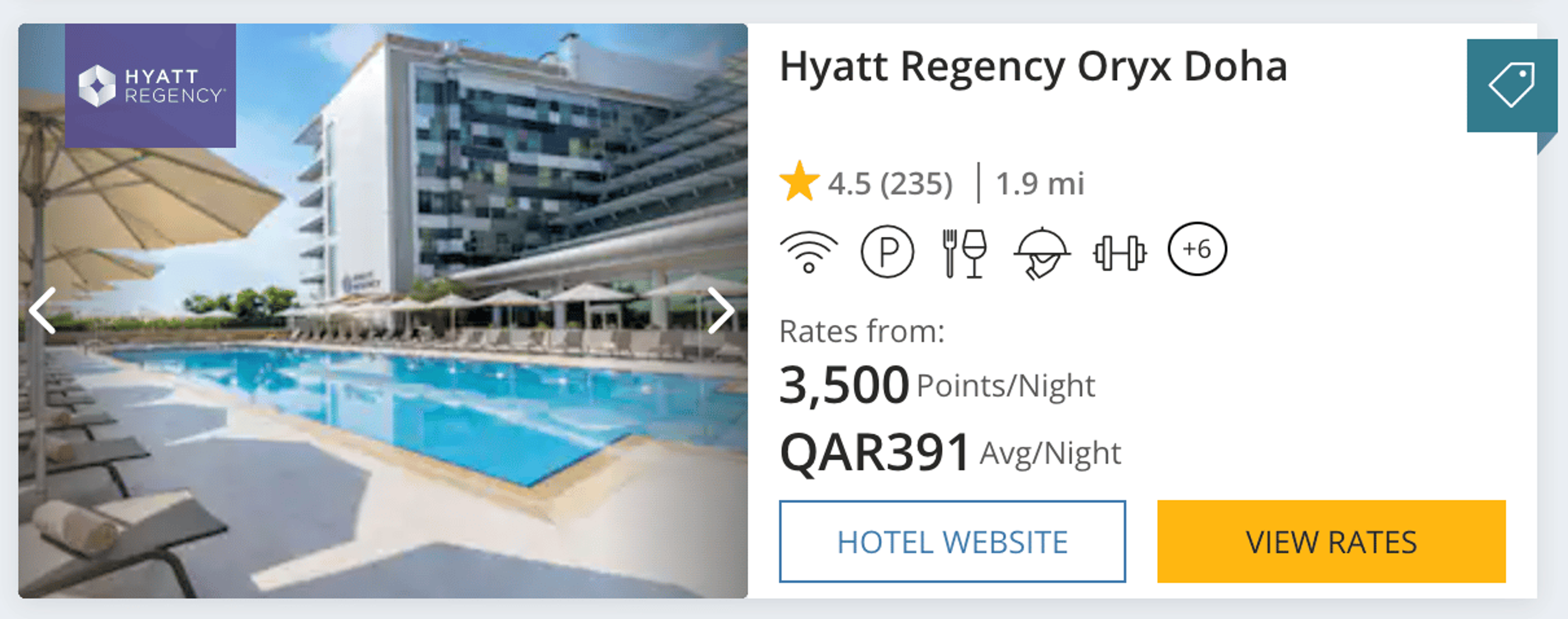 A screenshot of the Hyatt Regency in Doha
