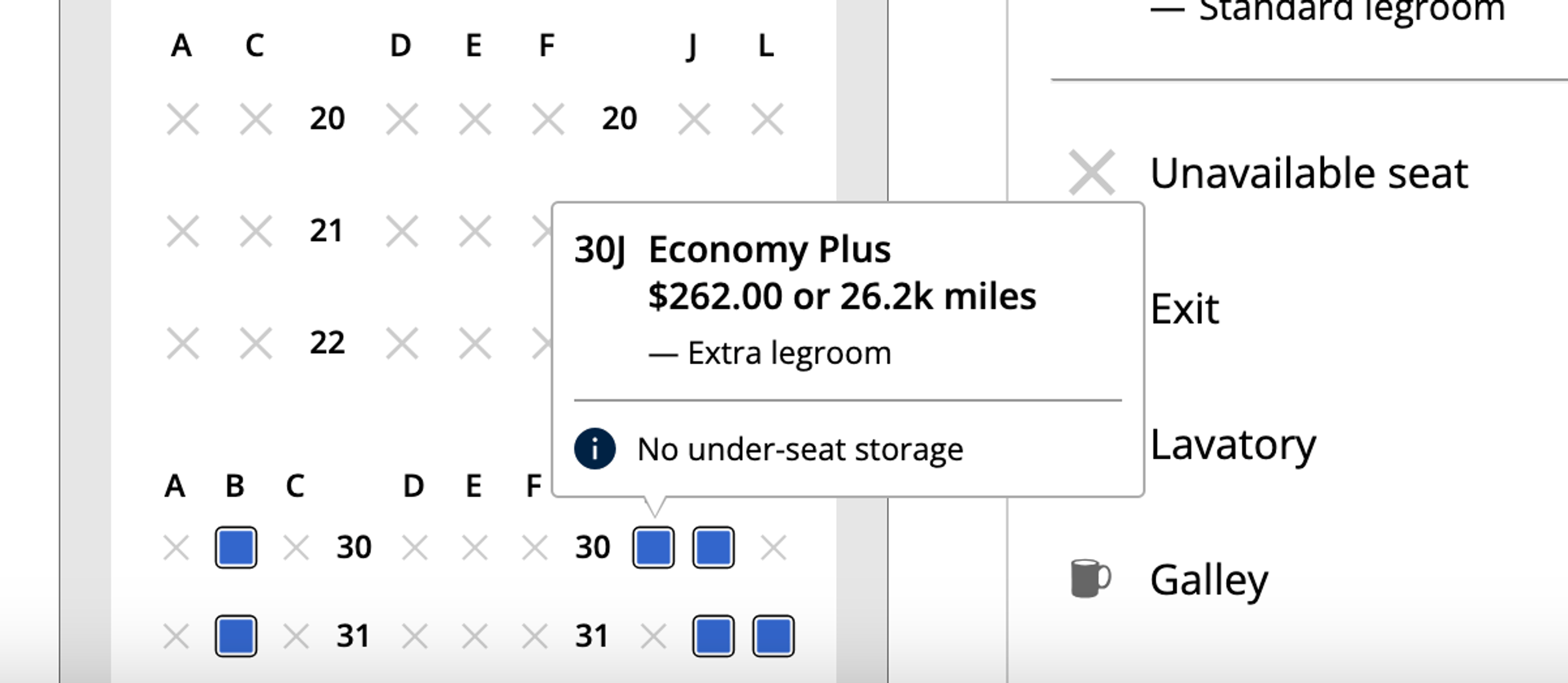 United seat selection example