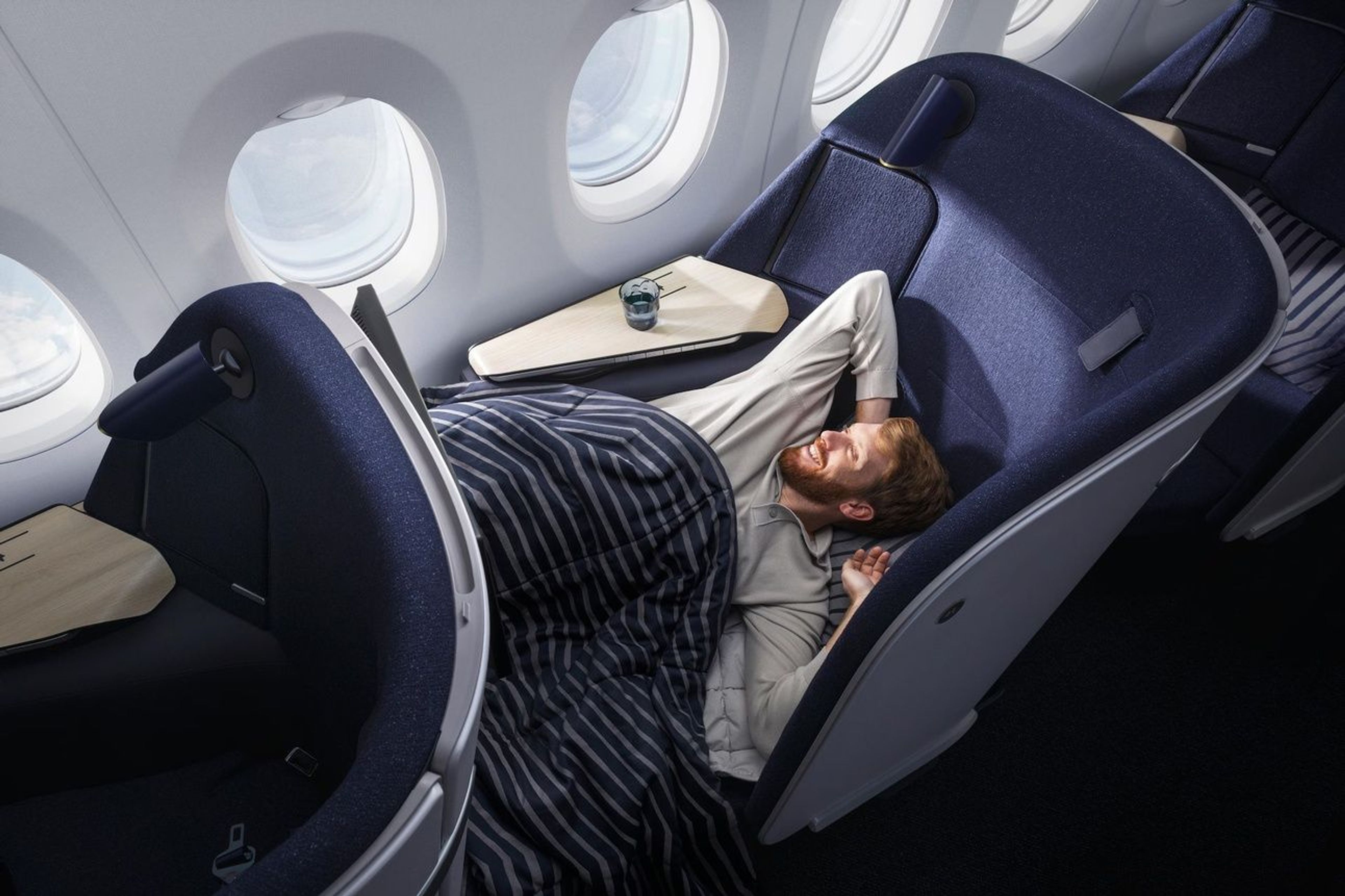 A picture of Finnair's lie-flat business-class product