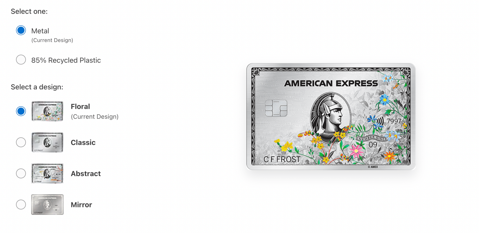 Screenshot from American Express