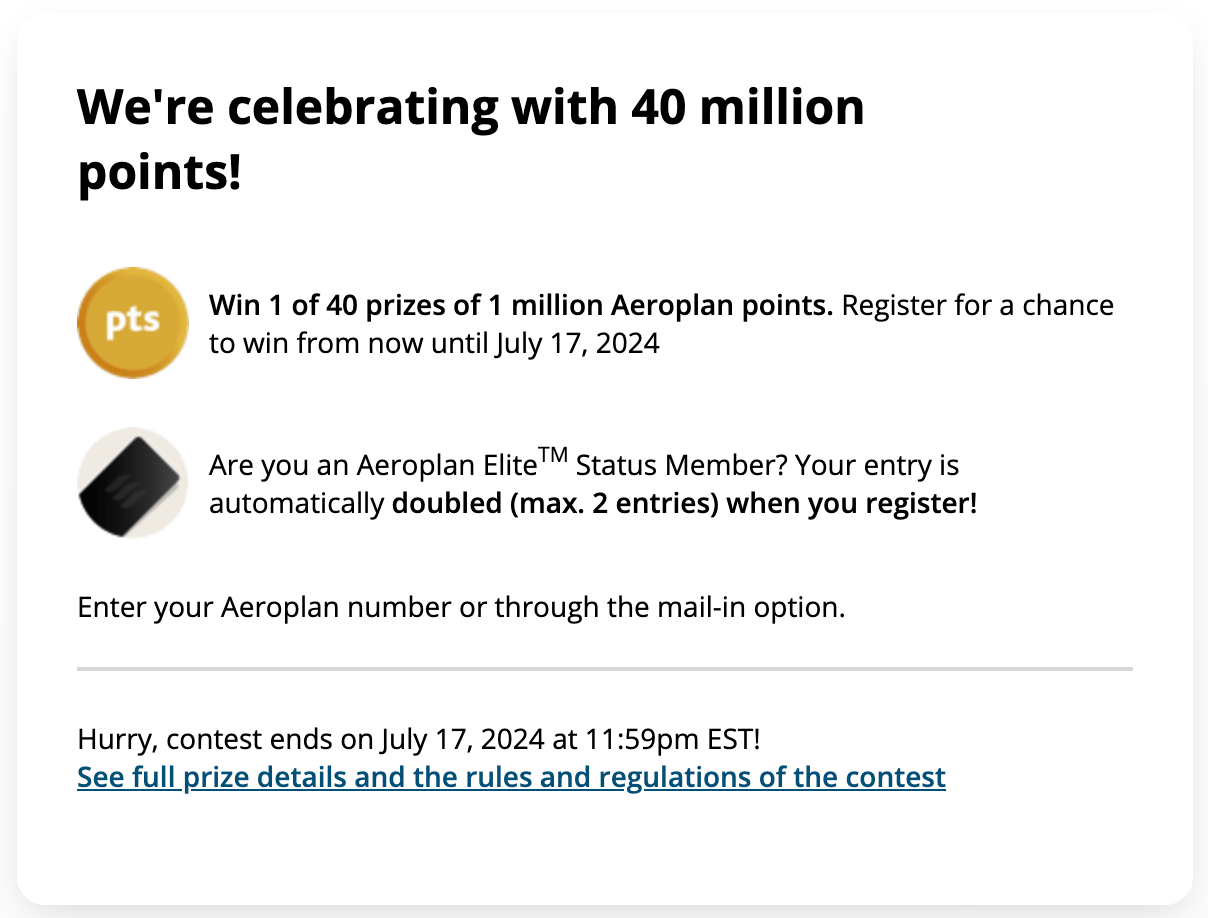 Aeroplan's 40-million-points giveaway next week