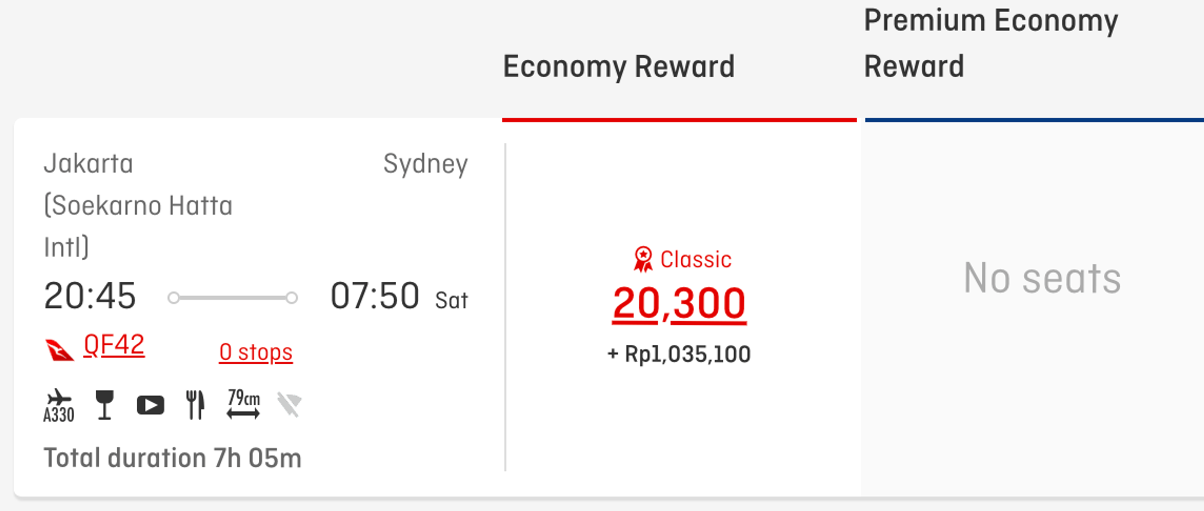 CGK-SYD for 20,000 Qantas miles