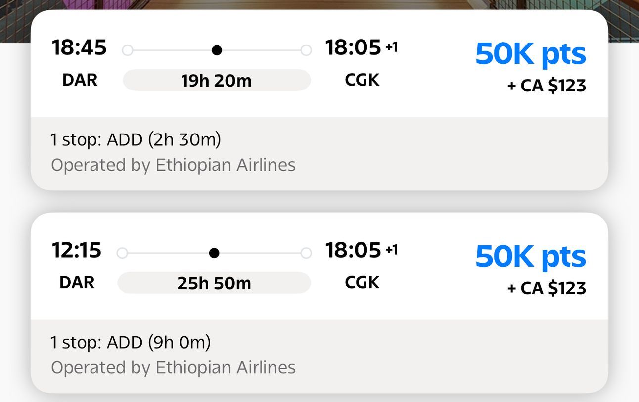 DAR-CGK for 50,000 Aeroplan points in economy