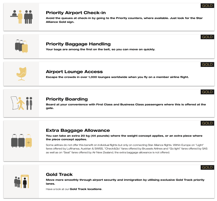 Star Alliance Gold Benefits
