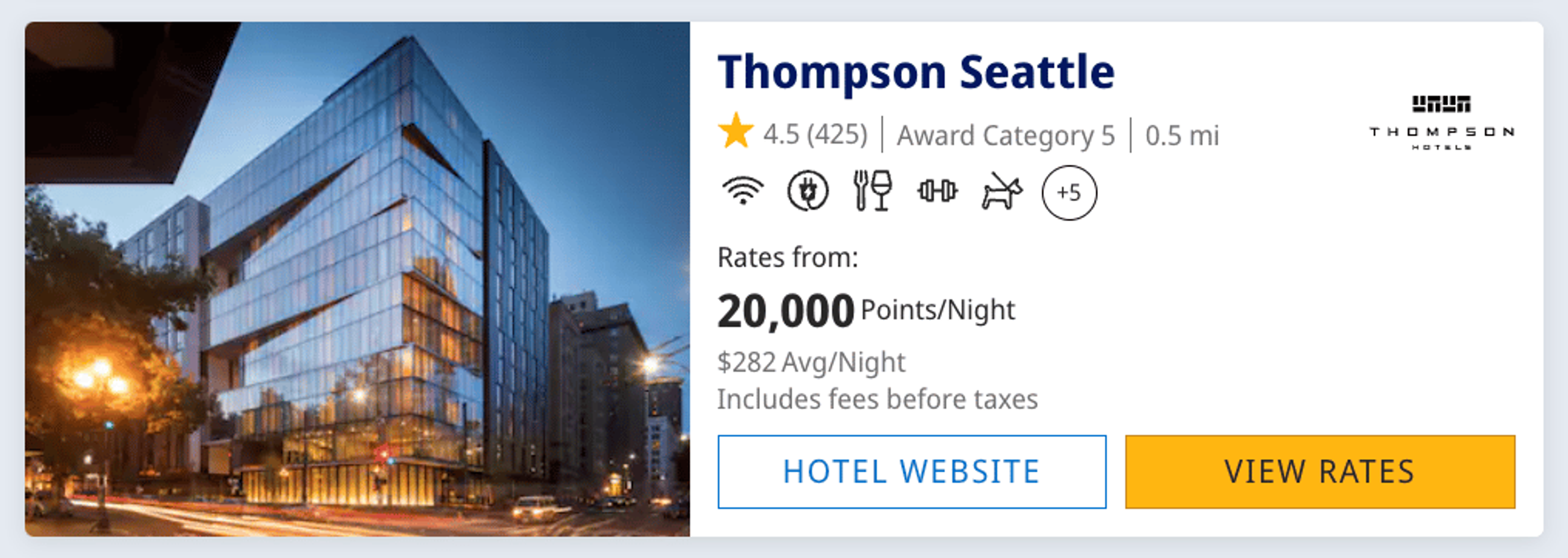 Thompson Seattle for 20,000 Hyatt points per night