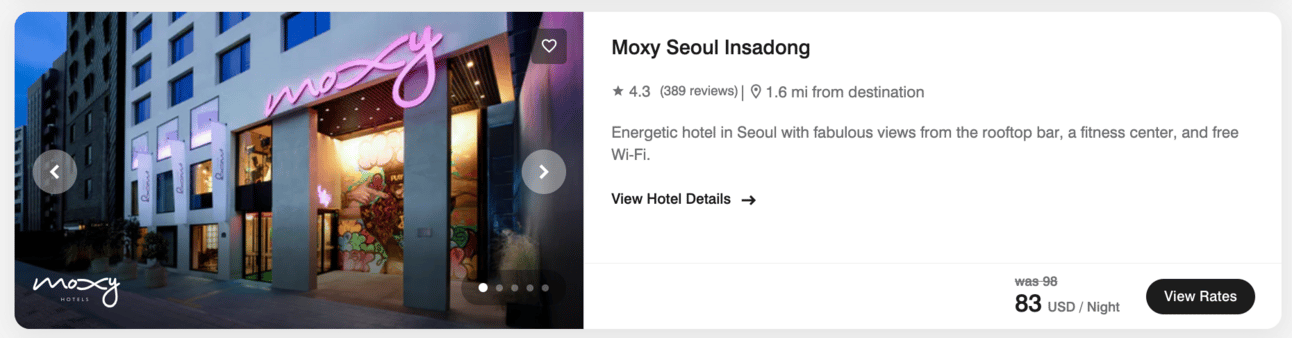 Moxy Seoul Insadong for $83 per night