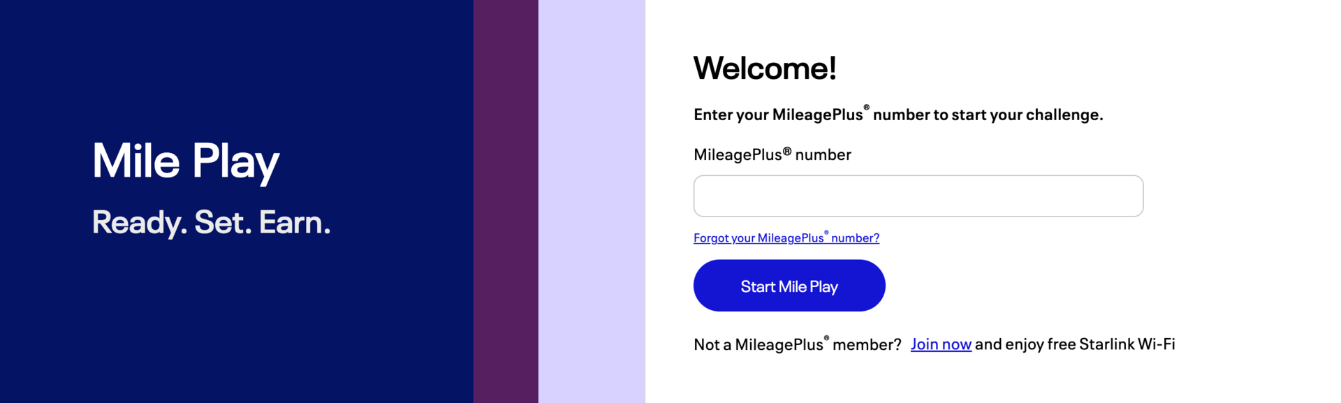 United Mile Play landing page