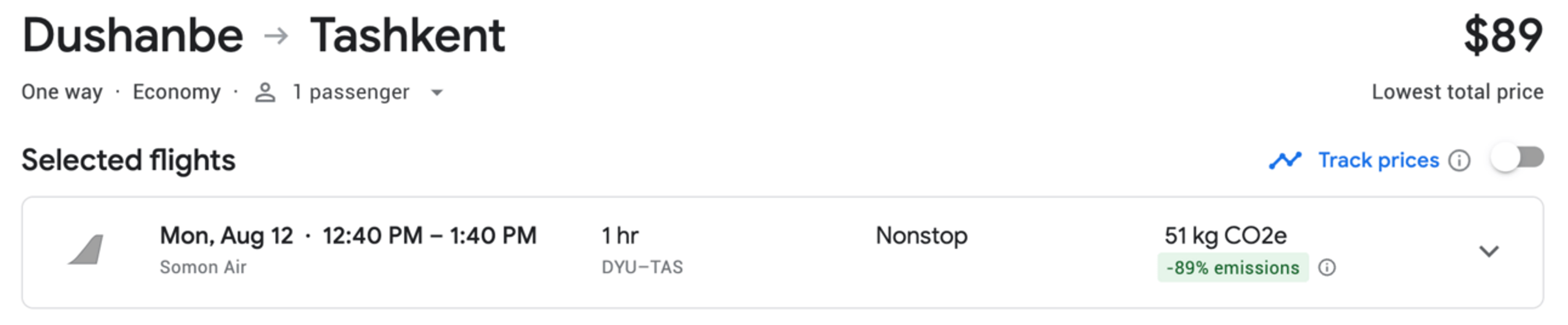 DYU-TAS on Somon Air for $89