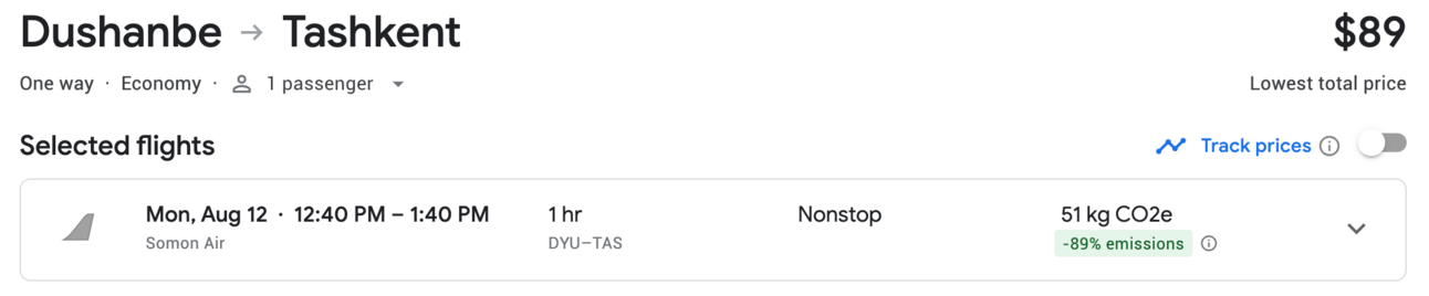 DYU-TAS on Somon Air for $89