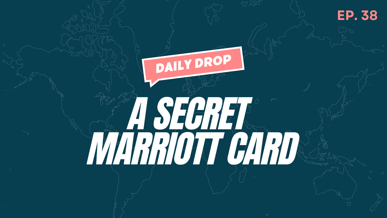 A secret Marriott card on a dark blue background