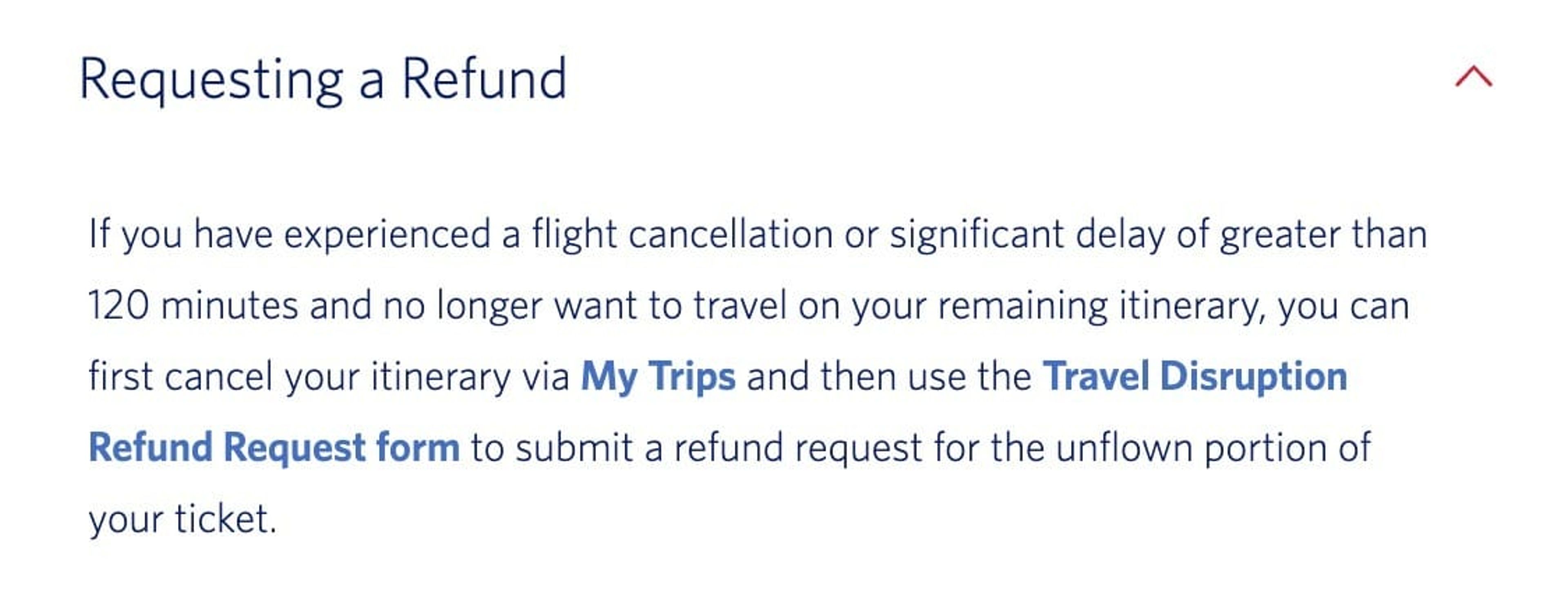 Delta's current refund policy