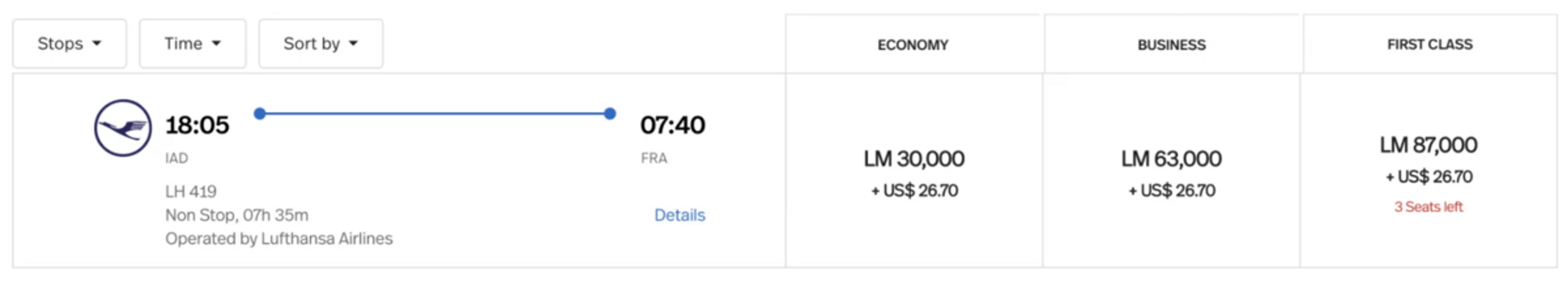 Washington to Germany on Lufthansa using Avianca's old award rates