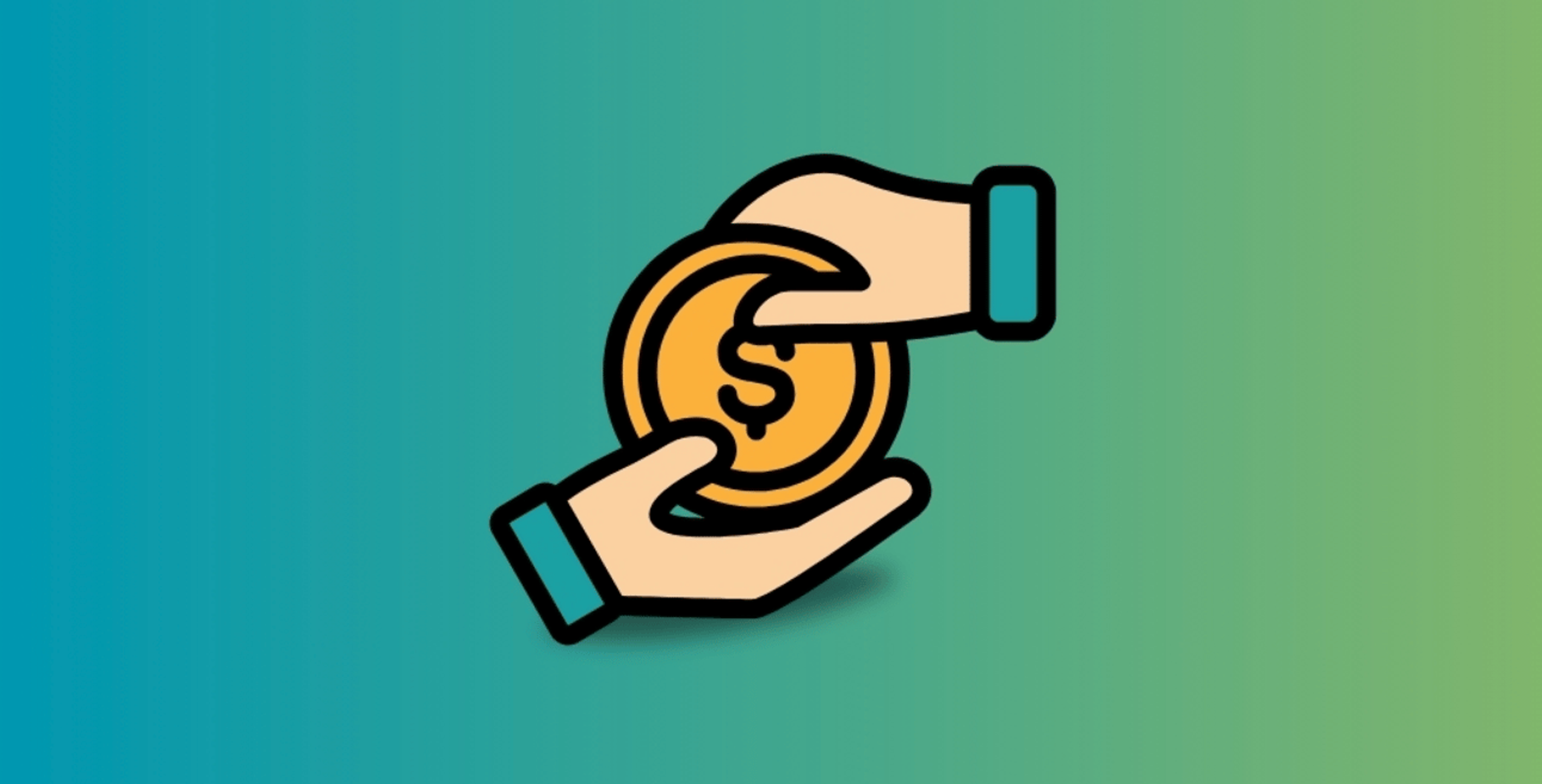 Two hands holding a gold coin