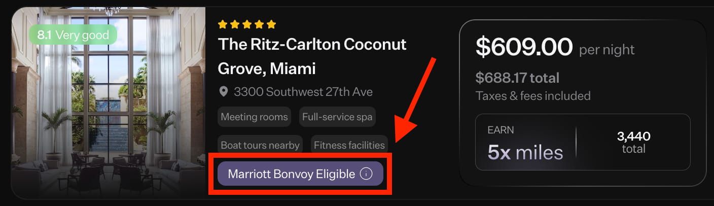 Loyalty eligible booking example