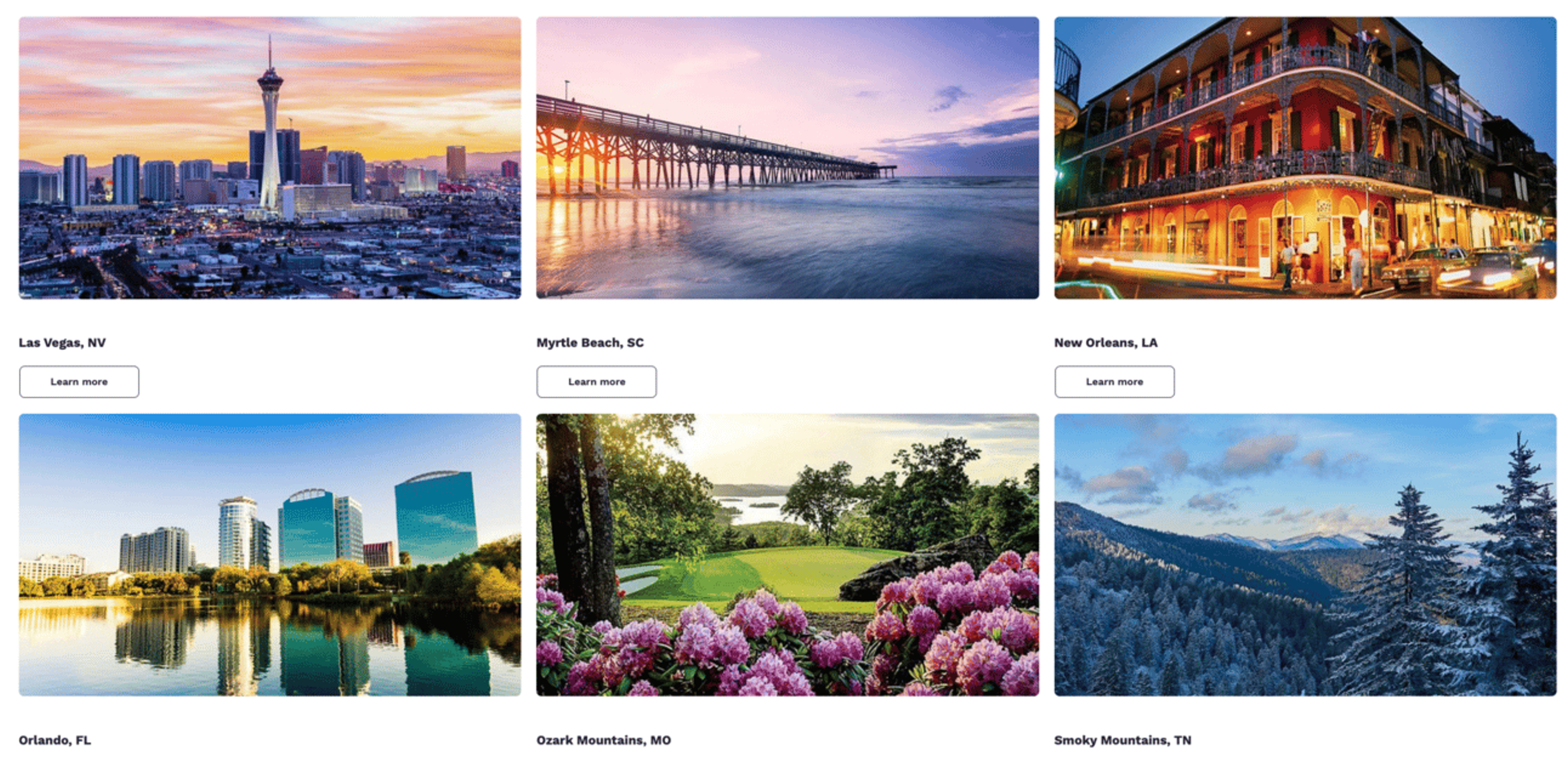 List of eligible timeshare properties