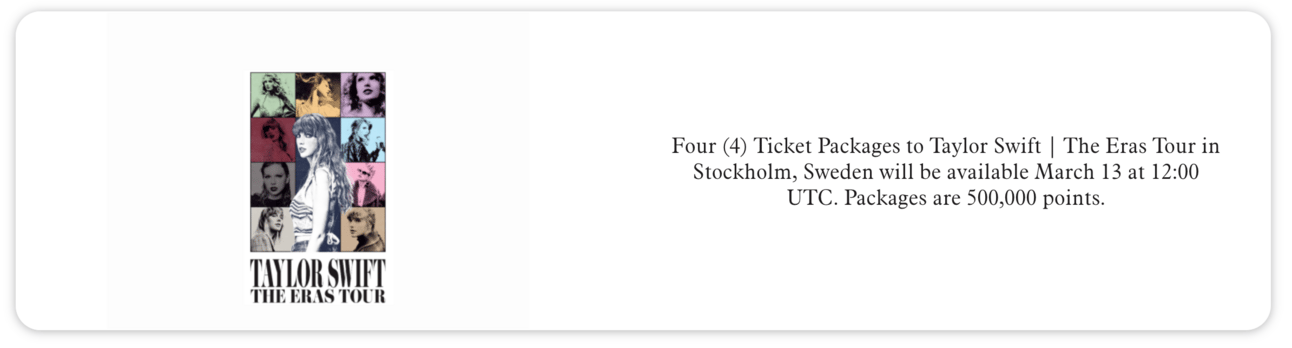 Redeem 500,000 Marriott points for Taylor Swift tickets