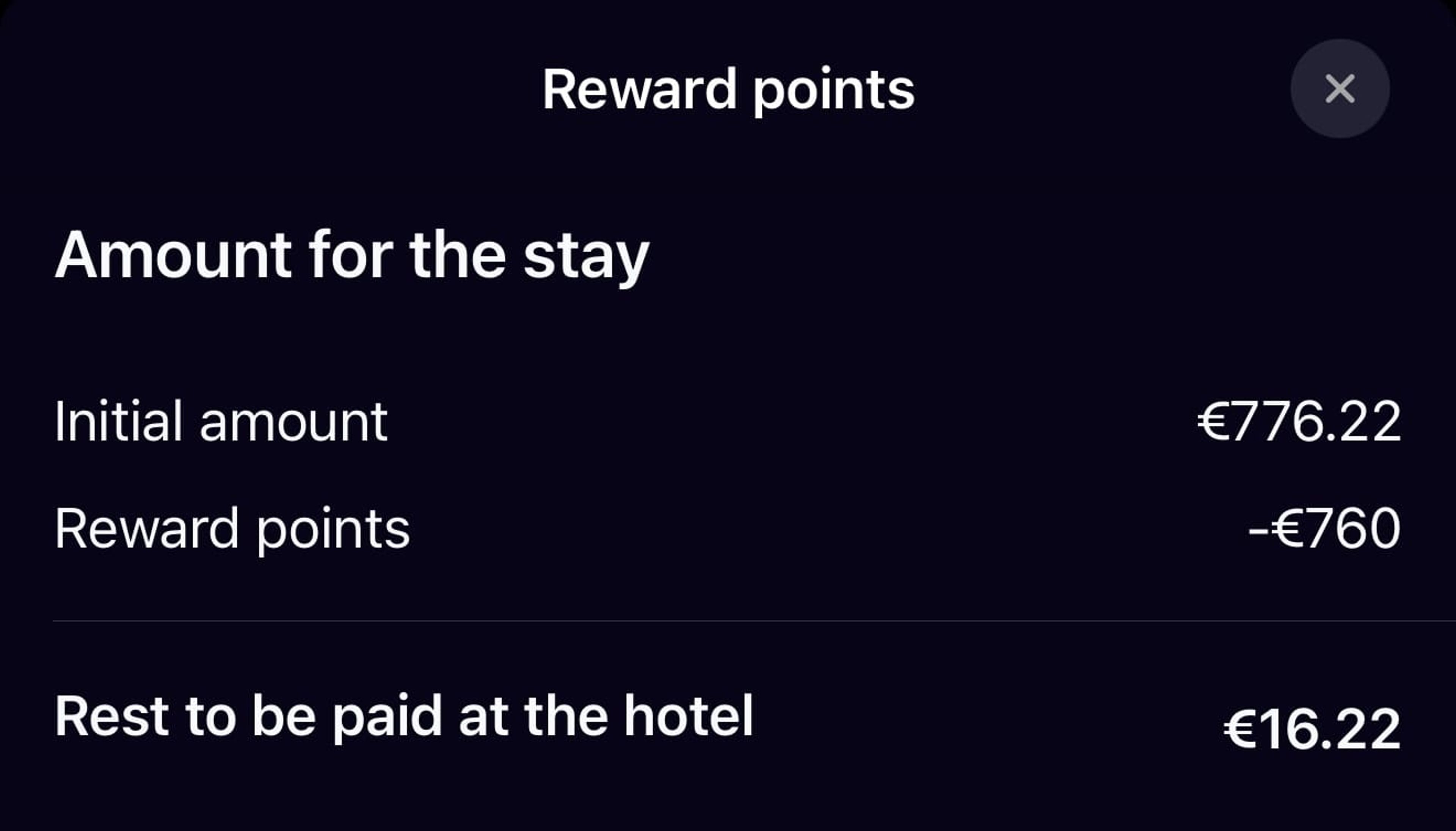I used 38,000 Accor points to offset 760 Euros