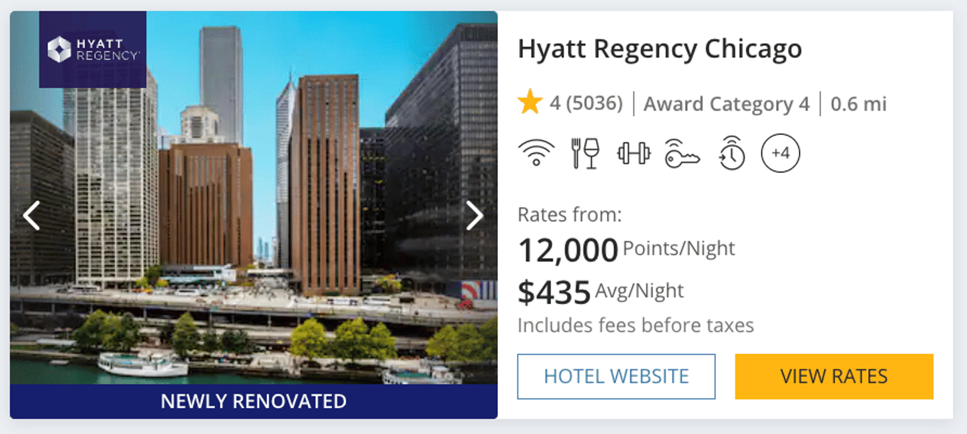 Hyatt Regency Chicago for 12,000 points per night